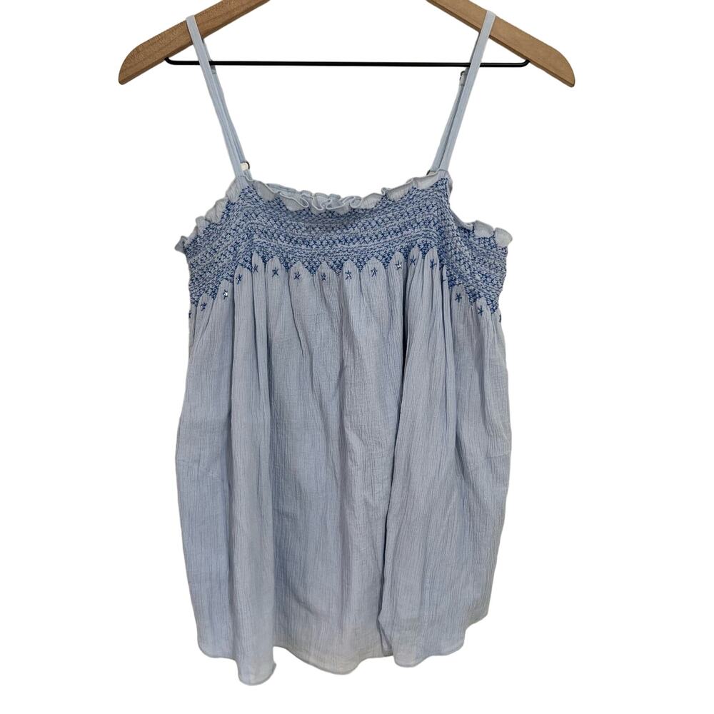Rebecca Taylor Baby Blue Smocked Tank Top Size 8